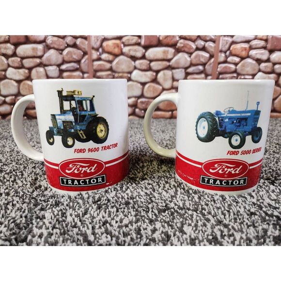 Ford Tractor Pair Coffee Cups, Ford 9600 Tractor and Ford 5000 Series Tractor - Picture 1 of 8